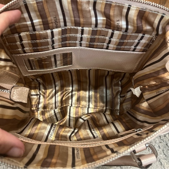 Tignanello Leather Satchel Shoulder Bag Multi CC Slots Organizer Pink - Picture 11 of 13